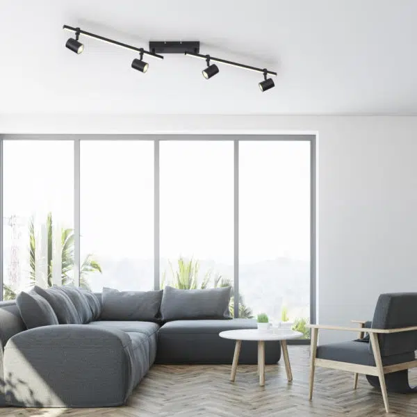 modern black 4 spot led ceiling light - Stillorgan Decor