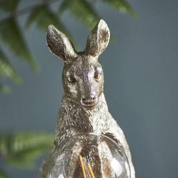 quirky kangaroo table lamp silver - Stillorgan Decor