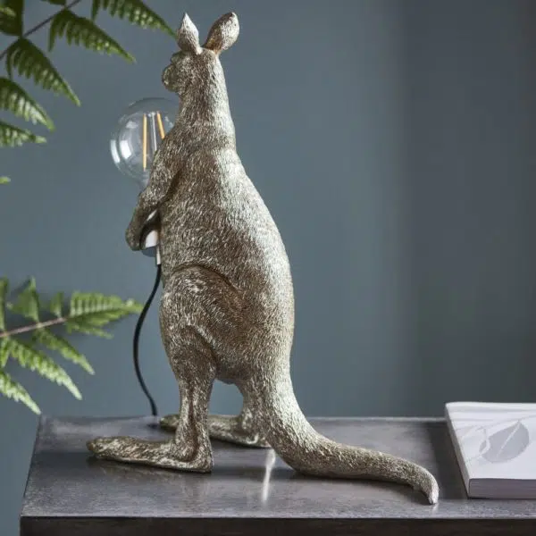 quirky kangaroo table lamp silver - Stillorgan Decor