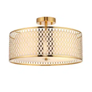 opulent circular gold semi flush ceiling light - Stillorgan Decor