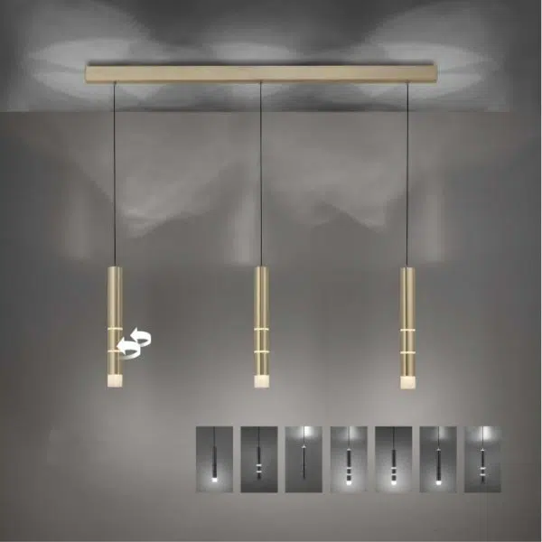 modern 3 light twist multi function ceiling pendant brass - Stillorgan Decor
