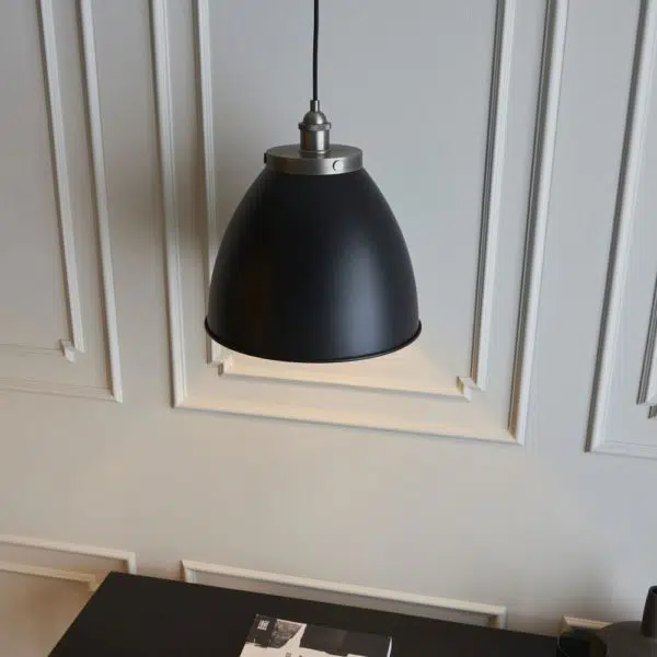 resto indusrial pendant matt black pewter - Stillorgan Decor