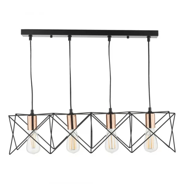 midi industrial style 4 light pendant copper black - Stillorgan Decor