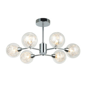 modern armed globe 6 light semi flush ceiling light chrome - Stillorgan Decor