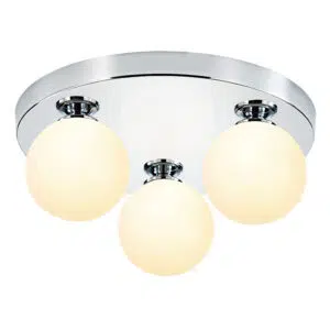 semi-flush globe 3 light bathroom ceiling light - polished chrome - Stillorgan Decor