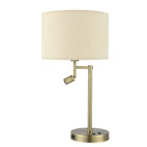 traditional arm table lamp with reading light antique brass and usb