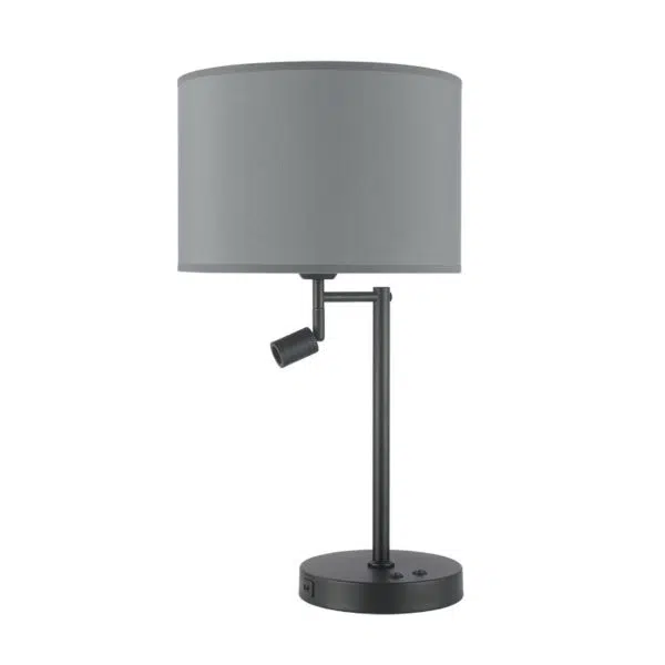 traditional arm table lamp with reading light matt black and usb