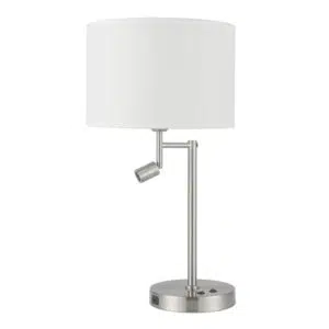 traditional arm table lamp with reading light satin nickel and usb