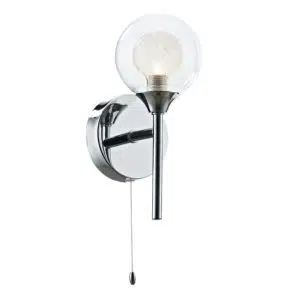 aqua globe single arm bathroom wall light - polished chrome - Stillorgan Decor