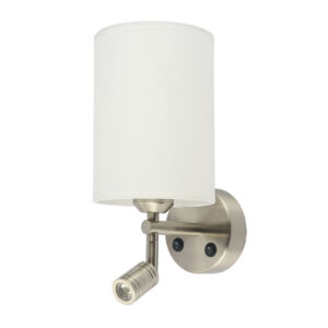 led reading wall light w/shade - satin nickel