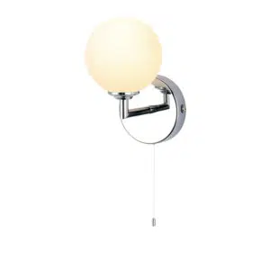 modern globe single light bathroom wall light - polished chrome - Stillorgan Decor