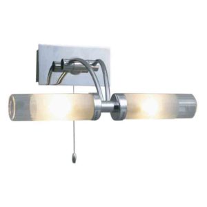 dual lamp over mirror bathroom wall light with frosted shades -chrome - Stillorgan Decor
