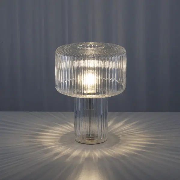 clear ribbed glass table lamp - Stillorgan Decor