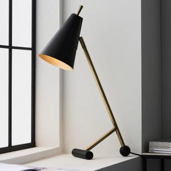 modern architectural task table lamp black with brass details - Stillorgan Decor