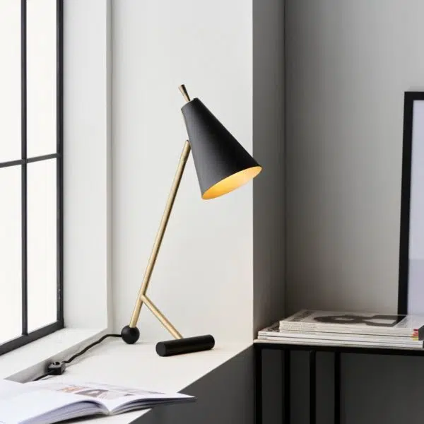 modern architectural task table lamp black with brass details - Stillorgan Decor