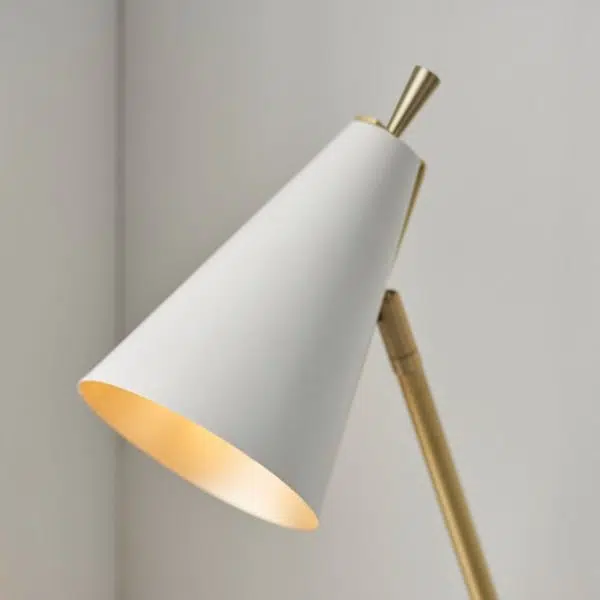 modern architectural task table lamp white with brass details - Stillorgan Decor