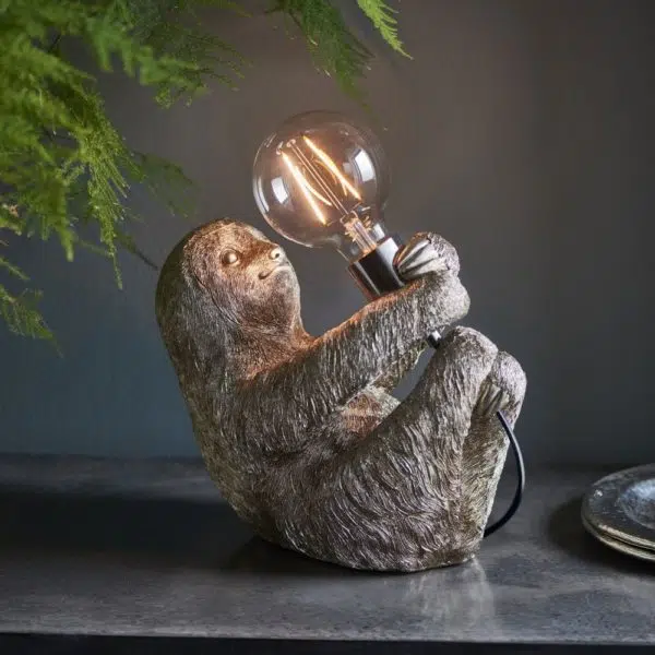 quirky sloth table lamp silver - Stillorgan Decor