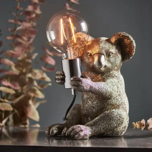 quirky koala table lamp silver - Stillorgan Decor