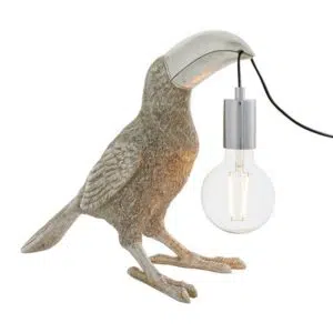 quirky toucan bird table lamp silver