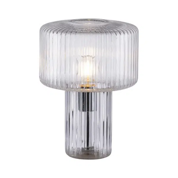 clear ribbed glass table lamp