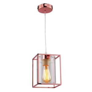 modern cage and glass shade pendant copper - Stillorgan Decor
