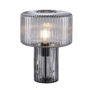 clear black tint ribbed glass table lamp