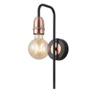 single arm simple wall light - black & copper