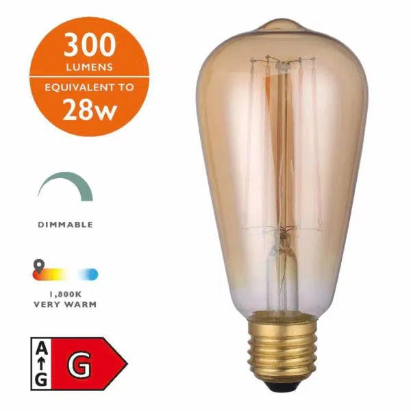 LED Rustika Light Bulb (Lamp) 4W 300LM - Stillorgan Decor