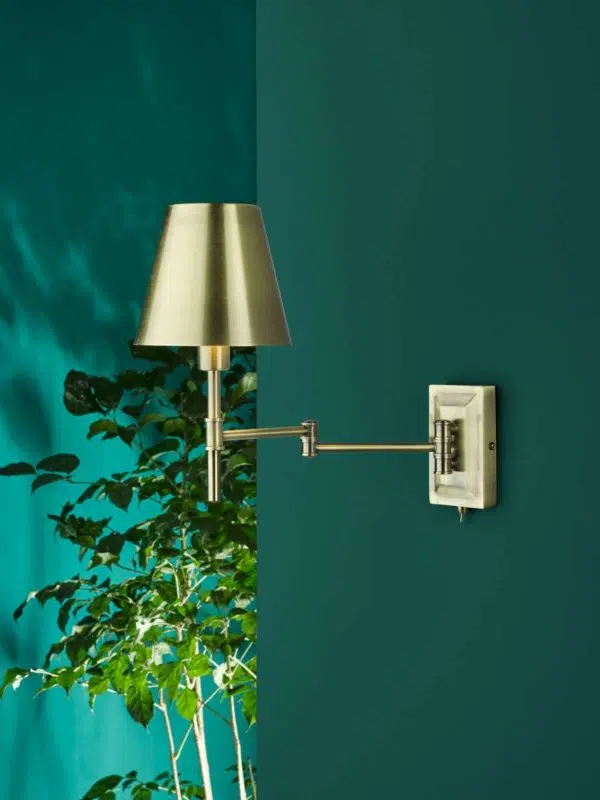 swing arm wall light - antique brass - Stillorgan Decor