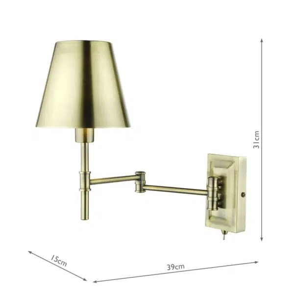 swing arm wall light - antique brass - Stillorgan Decor