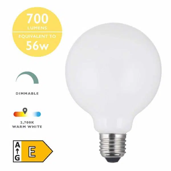 LED Globe Light Bulb (Lamp) ES/E27 6W 700LM - Stillorgan Decor