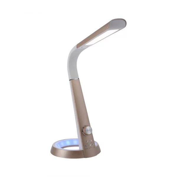 modern adjustable dimmable table lamp with colour changeable base brass and white