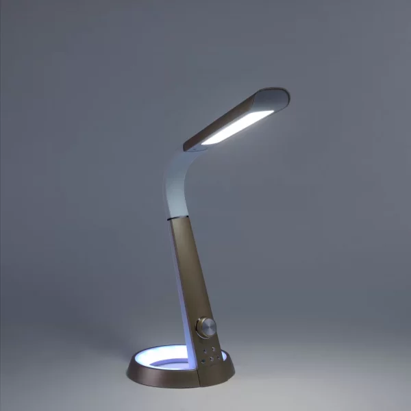 modern adjustable dimmable table lamp with colour changeable base brass and white - Stillorgan Decor