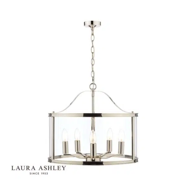 laura ashley harrington 5 light elegant ceiling light polished nickel silver - Stillorgan Decor