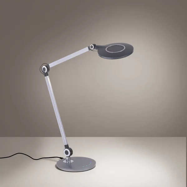 modern two point adjustable dimmable reading table lamp black and silver - Stillorgan Decor
