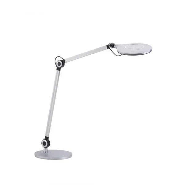 modern two point adjustable dimmable reading table lamp silver - Stillorgan Decor
