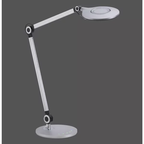 modern two point adjustable dimmable reading table lamp silver - Stillorgan Decor
