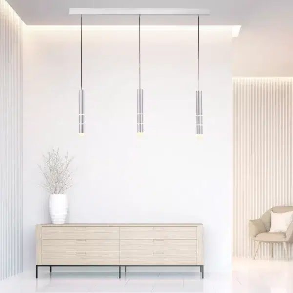 modern 3 light twist multi function ceiling pendant silver - Stillorgan Decor
