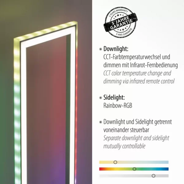 colour change dimmable rectangular led floor lamp - Stillorgan Decor