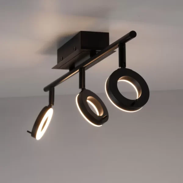 adjustable 3 spot led bathroom ceiling light - black - Stillorgan Decor