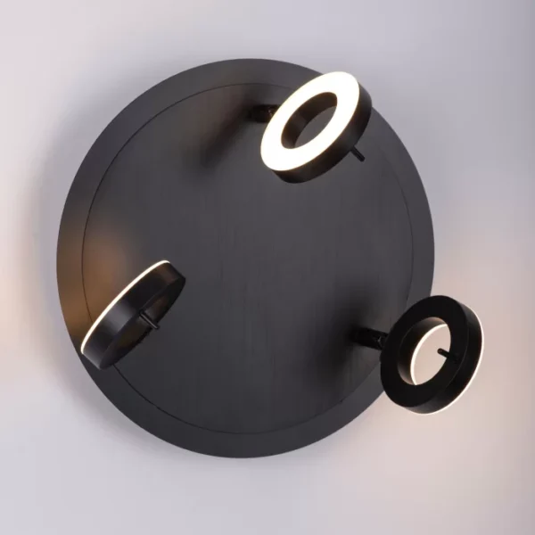 adjustable round 3 spot led bathroom ceiling light - black - Stillorgan Decor