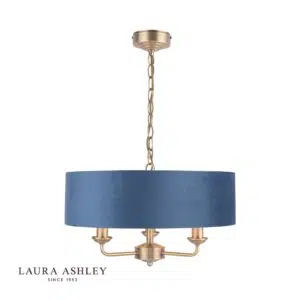 laura ashley sorrento 3 light ceiling pendant light gold and blue - Stillorgan Decor