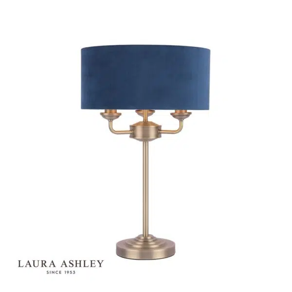 laura ashely sorrento 3 arm table lamp blue and gold