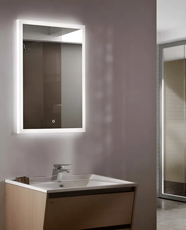 touch dimmer rectangular bathroom wall mirror light - Stillorgan Decor