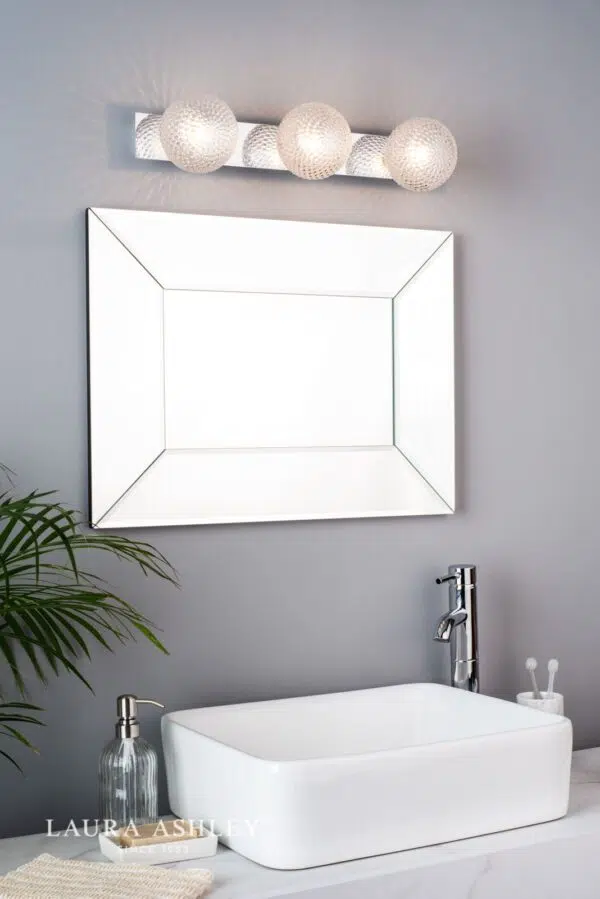 laura ashley prague 3 light linear bathroom ceiling light - polished chrome - Stillorgan Decor