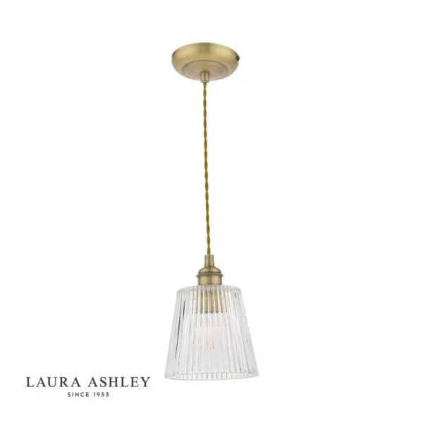 laura ashley callaghan small fluted glass shade single pendant ceiling light - Stillorgan Decor