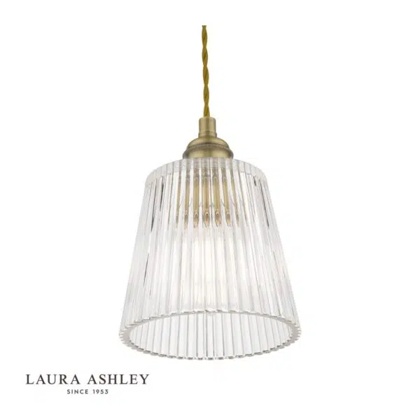 laura ashley callaghan small fluted glass shade single pendant ceiling light - Stillorgan Decor