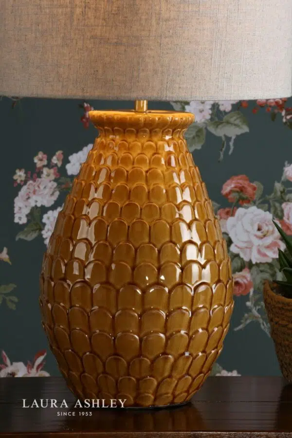 laura ashley liza gloss ochre orange table lamp - Stillorgan Decor