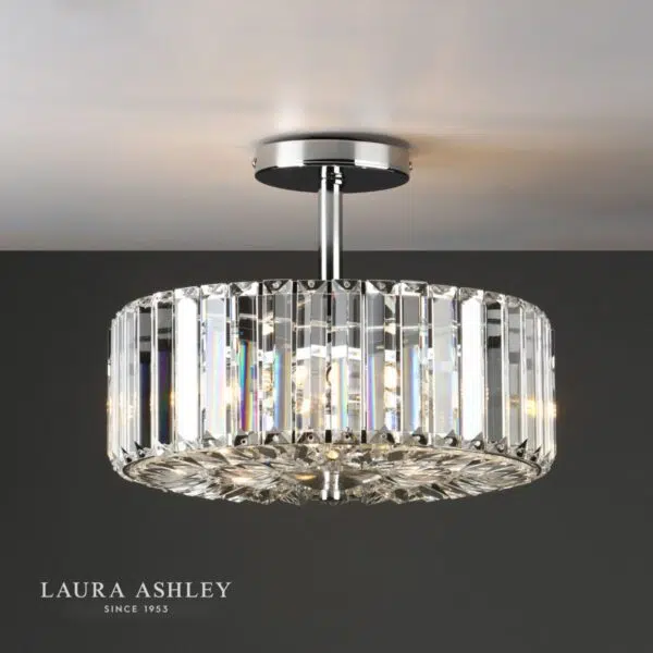 laura ashley fernhurst 3 light semi flush crystal ceiling light - Stillorgan Decor