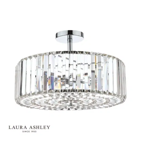 laura ashley fernhurst 4 light semi flush crystal ceiling light - Stillorgan Decor
